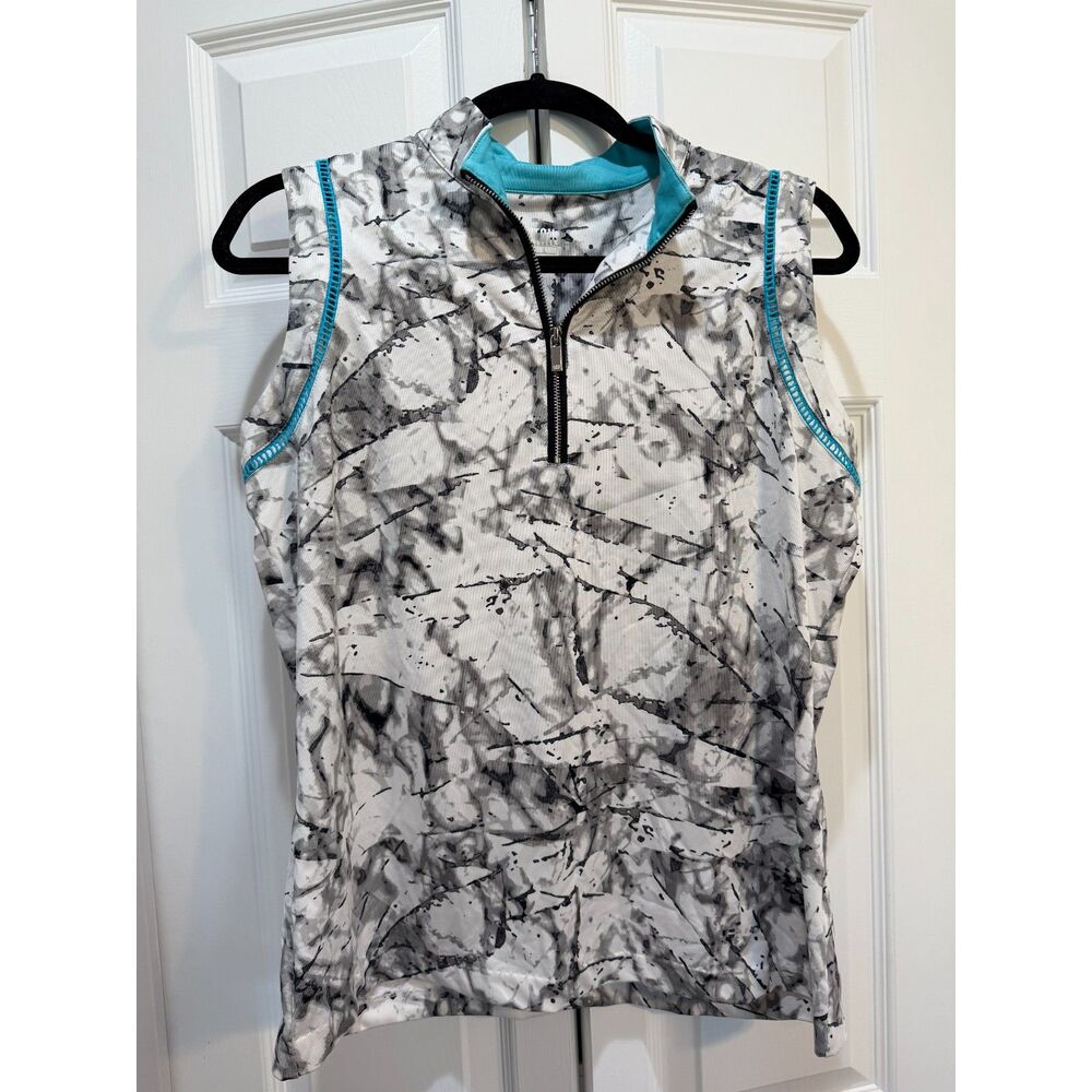Tail Activewear Women's Gray and White Quarter Zip Tank Top Size Large